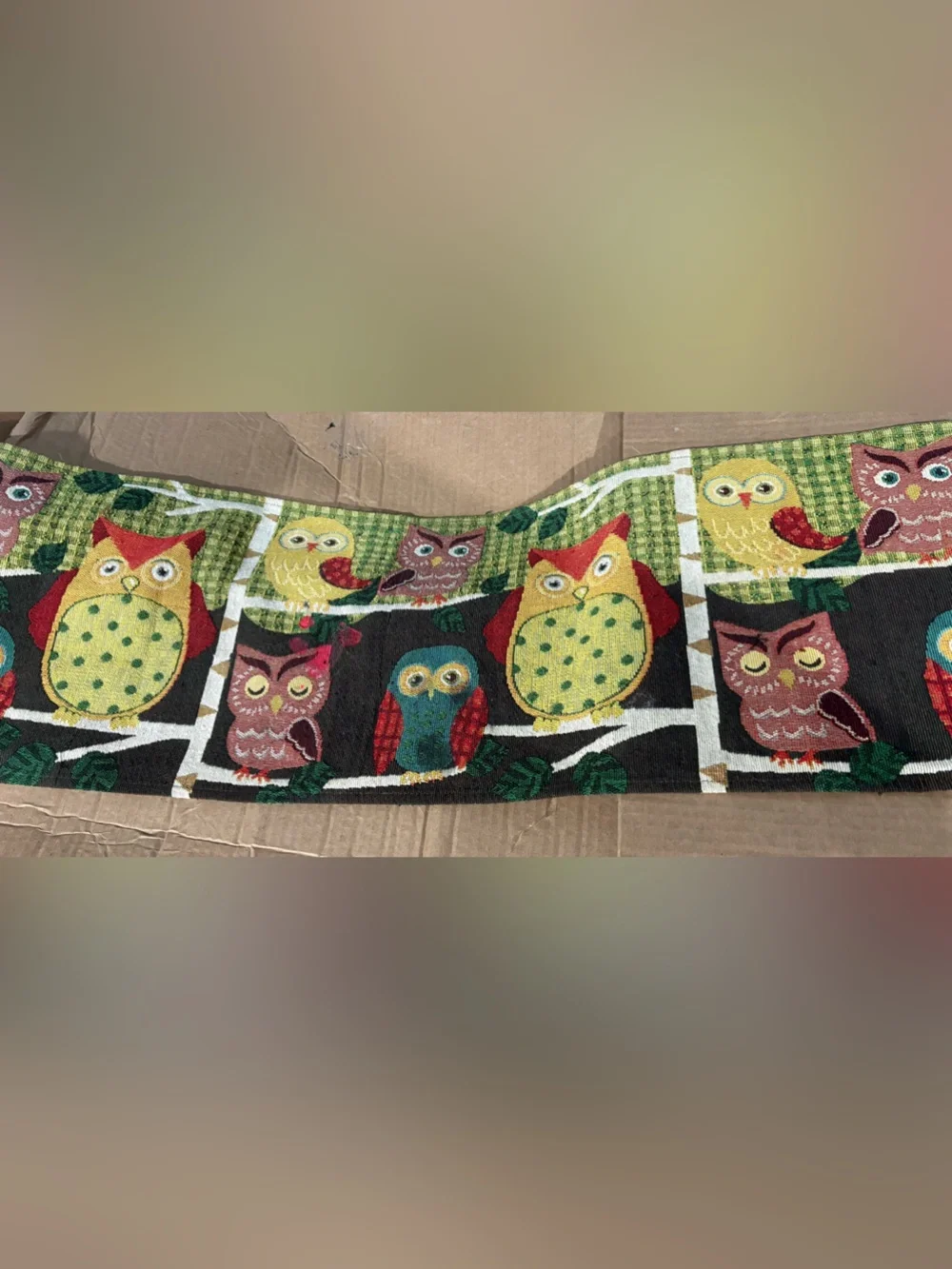 Vintage Owl Woven Tapestry Table Runner